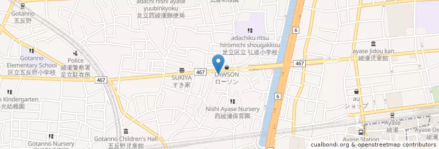 Mapa de ubicacion de 足立消防署綾瀬出張所 en Japon, Tokyo, 足立区.