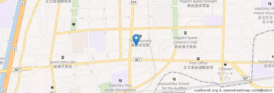 Mapa de ubicacion de 足立白うめ幼稚園 en Japão, Tóquio, 足立区.