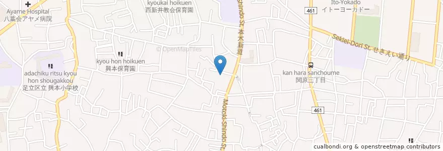 Mapa de ubicacion de 足立西郵便局 en 日本, 东京都/東京都, 足立区.