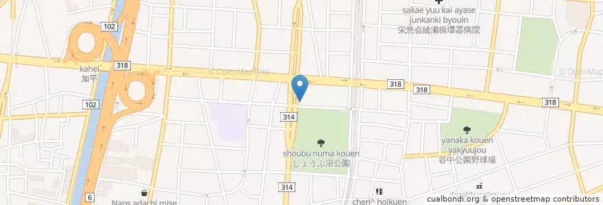 Mapa de ubicacion de 足立谷中郵便局 en Japon, Tokyo, 足立区.