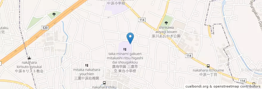 Mapa de ubicacion de 車台保育園 en ژاپن, 東京都, 三鷹市.
