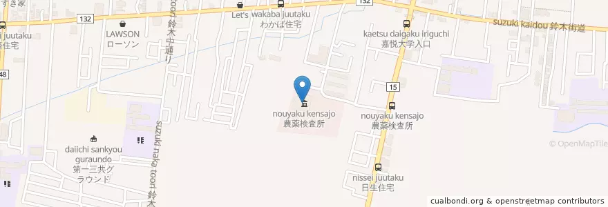 Mapa de ubicacion de 農薬検査所 en Jepun, 東京都, 小平市.
