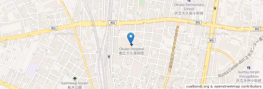Mapa de ubicacion de 都立大久保病院 en اليابان, 東京都, 新宿区.