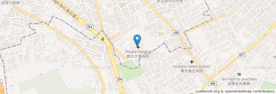 Mapa de ubicacion de 都立大塚病院 en 일본, 도쿄도, 분쿄구, 豊島区.