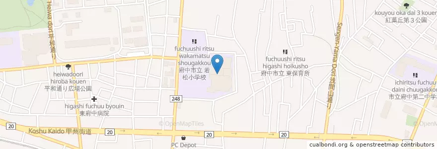 Mapa de ubicacion de 都立府中工業高等学校 en Japonya, 東京都, 府中市.
