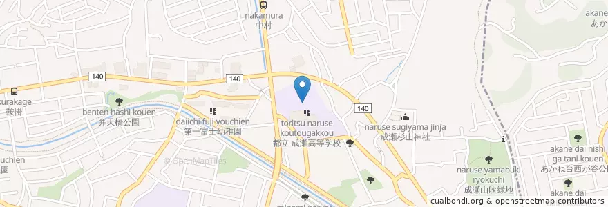 Mapa de ubicacion de 都立成瀬高等学校 en اليابان, 東京都, 町田市.