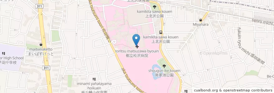 Mapa de ubicacion de 都立松沢病院 en 日本, 東京都, 世田谷区.