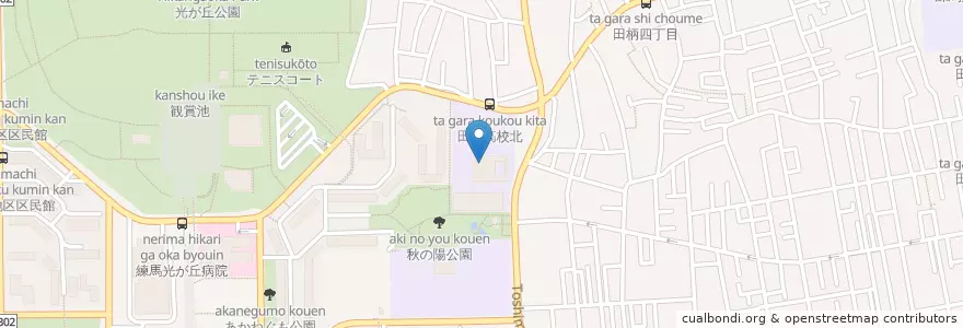 Mapa de ubicacion de 東京都立 田柄高等学校 en 日本, 東京都, 練馬区.