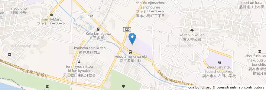 Mapa de ubicacion de 都立調布南高等学校 en Japonya, 東京都, 調布市.
