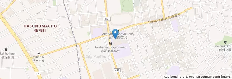 Mapa de ubicacion de 都立赤羽商業高等学校 en ژاپن, 東京都, 北区.