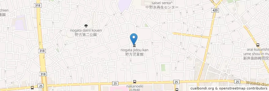 Mapa de ubicacion de 野方児童館 en 日本, 东京都/東京都, 中野区.