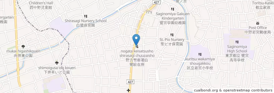 Mapa de ubicacion de 野方警察署白鷺駐在所 en Jepun, 東京都, 杉並区.