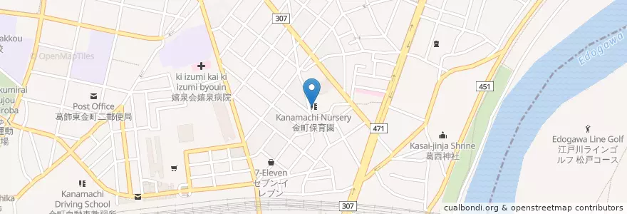 Mapa de ubicacion de 金町保育園 en Giappone, Tokyo, 葛飾区.