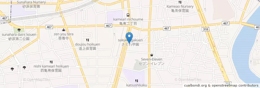 Mapa de ubicacion de 金町消防署亀有出張所 en Japonya, 東京都, 葛飾区.