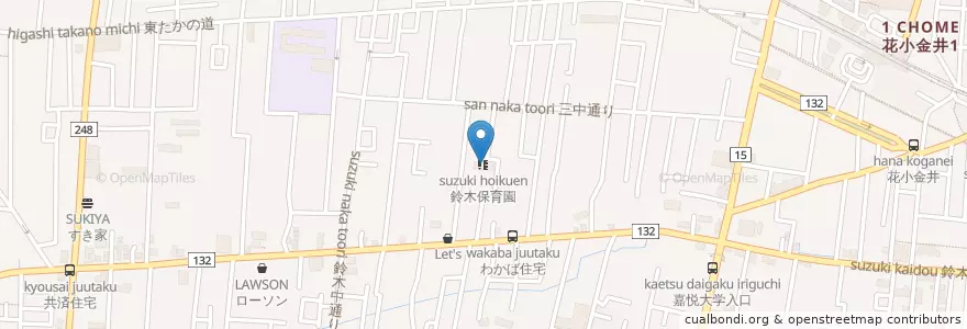 Mapa de ubicacion de 鈴木保育園 en Japan, 東京都, 小平市.