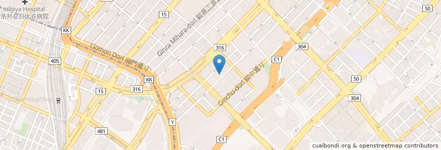 Mapa de ubicacion de 銀座七郵便局 en Japão, Tóquio.