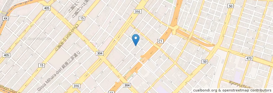 Mapa de ubicacion de 銀座三郵便局 en Japan, 東京都, 中央区.