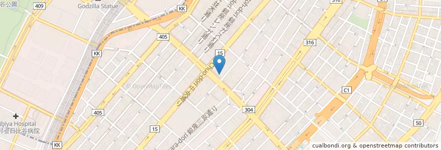 Mapa de ubicacion de 銀座四郵便局 en Japonya, 東京都.