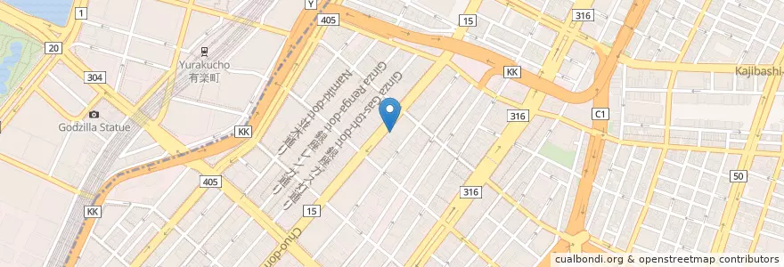 Mapa de ubicacion de 銀座通郵便局 en ژاپن, 東京都, 中央区.