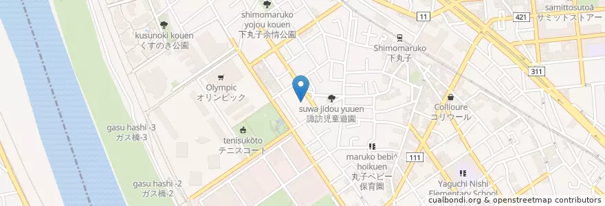 Mapa de ubicacion de 長明保育園 en 日本, 神奈川県, 東京都, 川崎市.