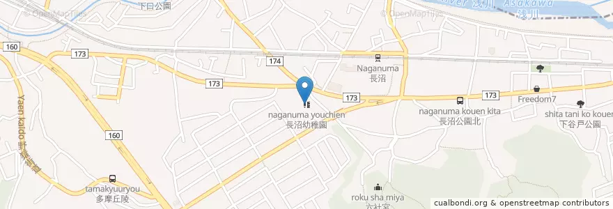 Mapa de ubicacion de 長沼幼稚園 en 일본, 도쿄도, 八王子市.
