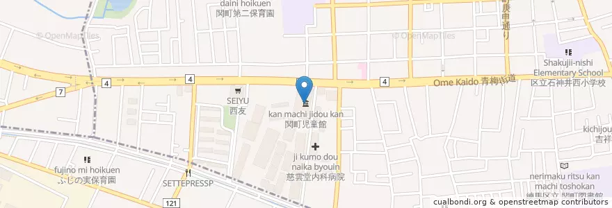 Mapa de ubicacion de 関町児童館 en ژاپن, 東京都, 練馬区.