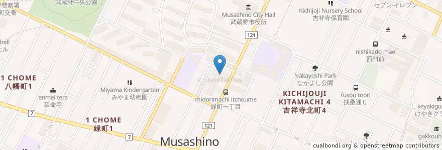 Mapa de ubicacion de 陽和会西窪病院 en Japan, Tokio, 武蔵野市.