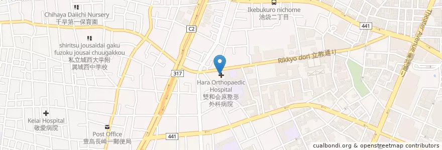 Mapa de ubicacion de 原整形外科病院 en Япония, Токио, Тосима.