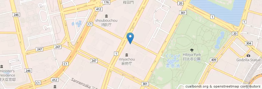 Mapa de ubicacion de 霞ヶ関郵便局 en 日本, 東京都, 千代田区.