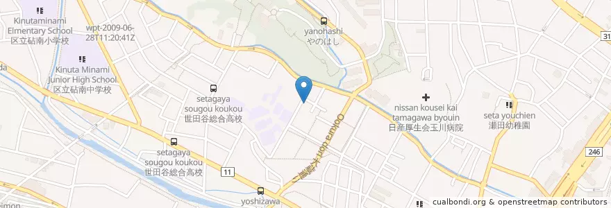 Mapa de ubicacion de 青い空保育園 en Japon, Tokyo, 世田谷区.