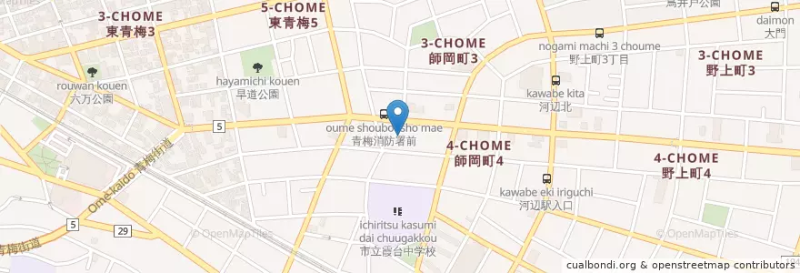 Mapa de ubicacion de 青梅みどり第一保育園 en Japan, Tokio, 青梅市.