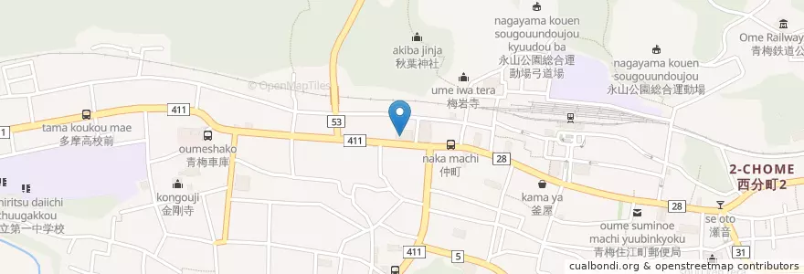 Mapa de ubicacion de 青梅上町郵便局 en Japonya, 東京都, 青梅市.