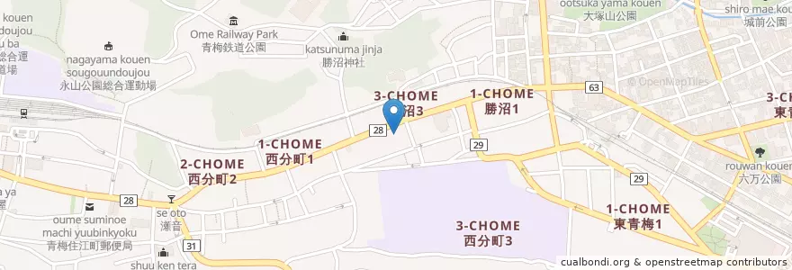 Mapa de ubicacion de 青梅勝沼郵便局 en Japan, Tokio, 青梅市.