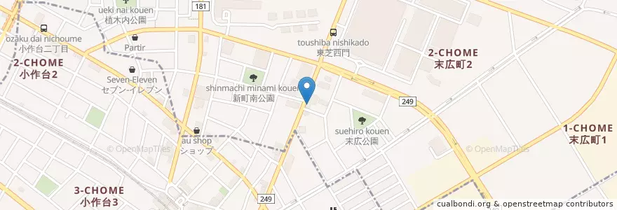 Mapa de ubicacion de 青梅末広郵便局 en Japan, Tokyo, Ome, Hamura.