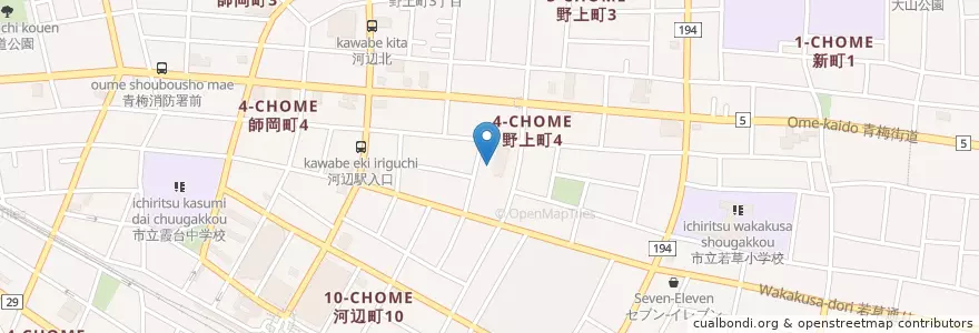 Mapa de ubicacion de 青梅警察署 en Japan, 東京都, 青梅市.