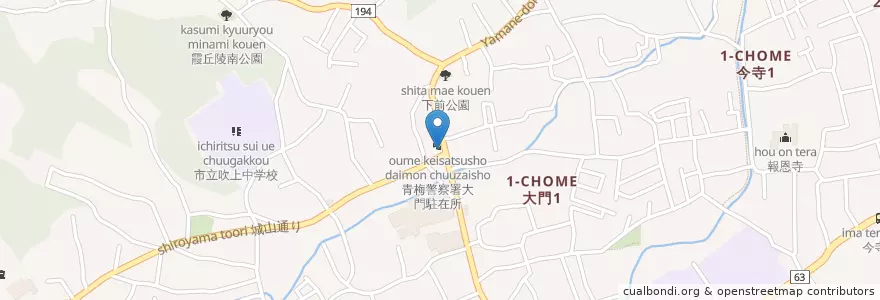 Mapa de ubicacion de 青梅警察署大門駐在所 en Japan, Tokio, 青梅市.