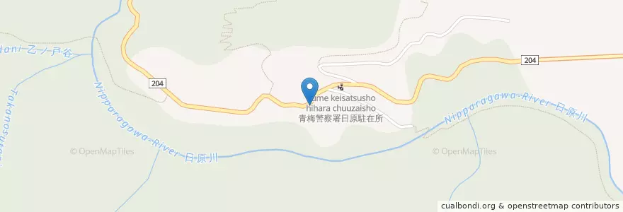 Mapa de ubicacion de 青梅警察署日原駐在所 en Japón, Tokio, Distrito De Nishitama, 奥多摩町.