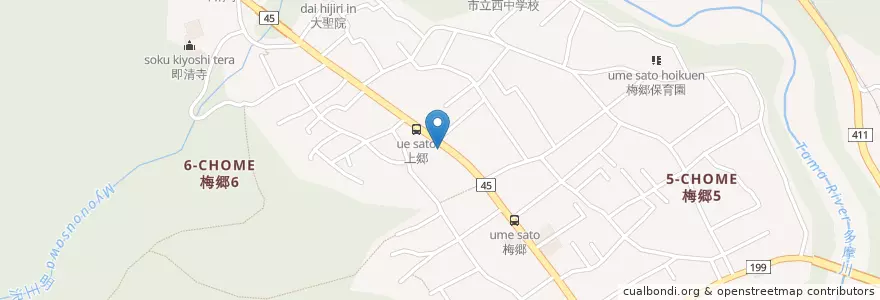 Mapa de ubicacion de 青梅警察署梅郷駐在所 en 日本, 東京都, 青梅市.