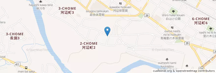 Mapa de ubicacion de 青梅警察署河辺駐在所 en Япония, Токио, Омэ.