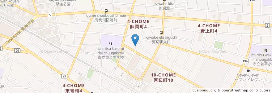Mapa de ubicacion de 青梅霞台郵便局 en Japão, Tóquio, 青梅市.