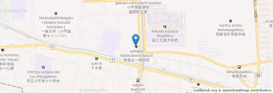 Mapa de ubicacion de 青葉会一橋病院 en Japão, Tóquio, 小平市.