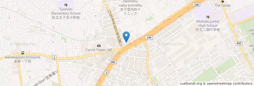 Mapa de ubicacion de 青葉会青葉病院 en Japan, 東京都, 世田谷区.
