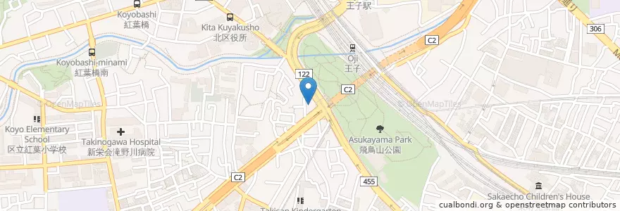 Mapa de ubicacion de 飛鳥山前郵便局 en Япония, Токио, Кита.