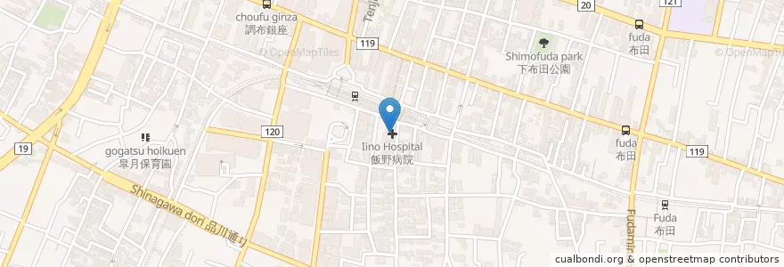 Mapa de ubicacion de 飯野病院 en Japan, 東京都, 調布市.