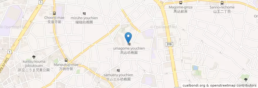 Mapa de ubicacion de 馬込幼稚園 en ژاپن, 東京都, 大田区.