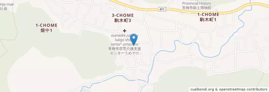 Mapa de ubicacion de 駒木野保育園 en Japan, Tokio, 青梅市.