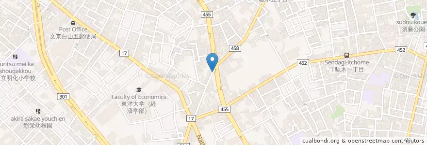 Mapa de ubicacion de 駒込警察署 浅嘉交番 en ژاپن, 東京都, 文京区.