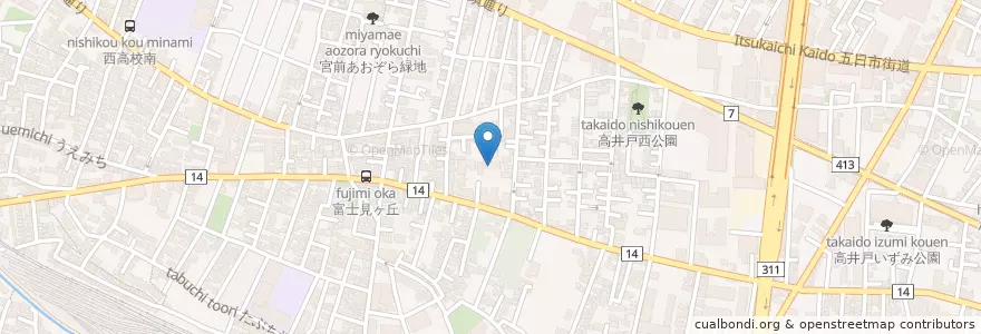 Mapa de ubicacion de 高井戸西子供園 en 일본, 도쿄도, 杉並区.