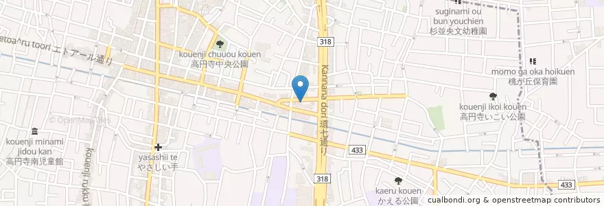 Mapa de ubicacion de 高円寺中央通郵便局 en Jepun, 東京都, 杉並区.