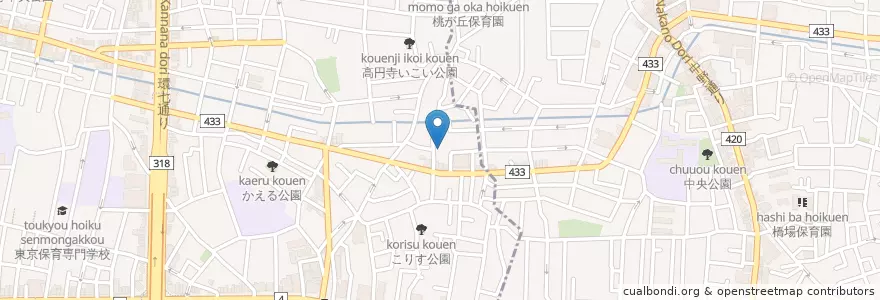 Mapa de ubicacion de 高円寺東保育園 en 日本, 東京都, 中野区.